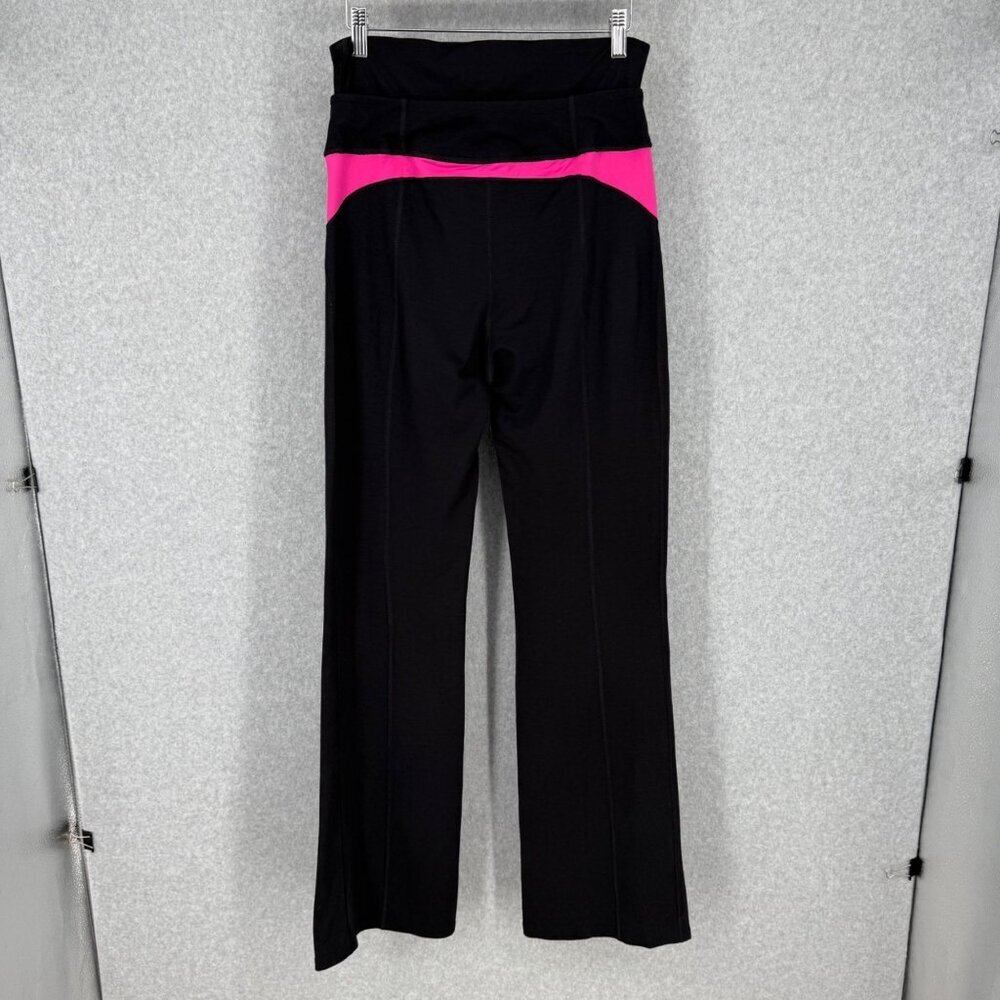 Spanx Womens SlimX Bagel Buster Double Waistband Flare Legging Size L Black Pink - Picture 4 of 13